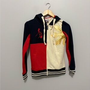 My Phillippines Boy Colorblock Zip Hoodie with Gold Sun Graphic